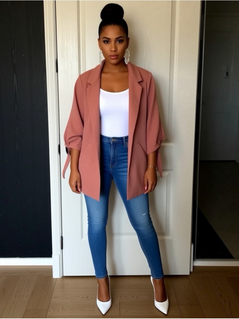 Blush Pink Cotton Blazer